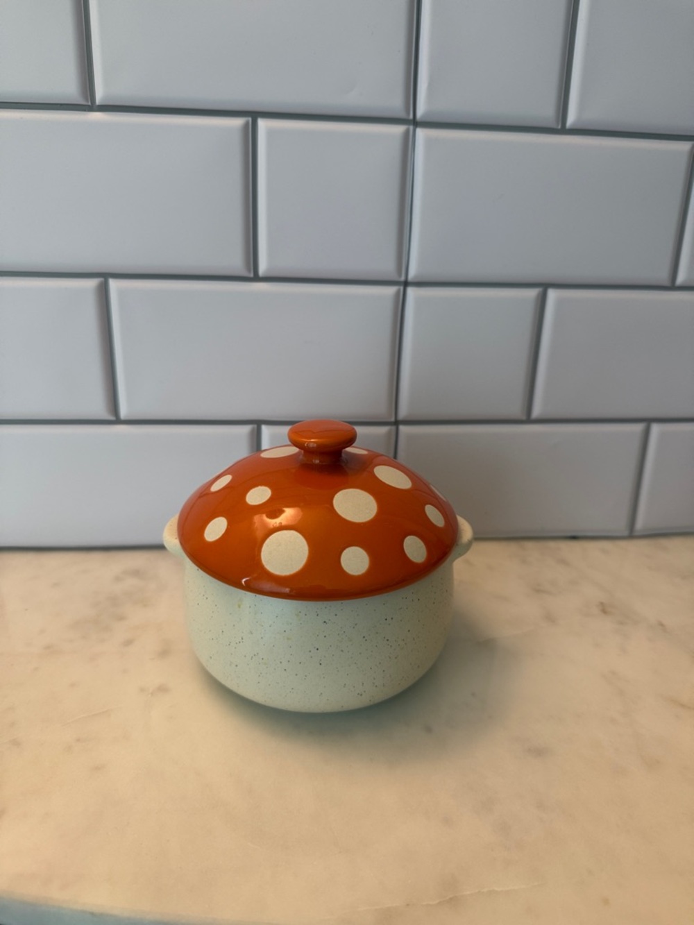 Ceramic Mushroom Soup Crock-Orange